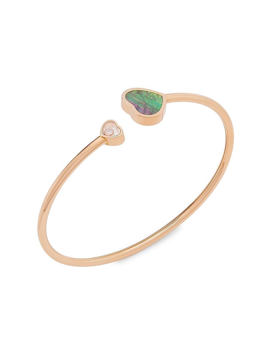 Womens Happy Hearts 18K Rose Gold, Diamond & Tahitian Mother-Of-Pearl Bangle Product Image
