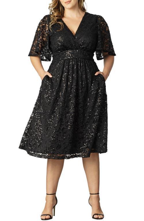 Womens Starry Sequin-Embellished Lace Dress Product Image