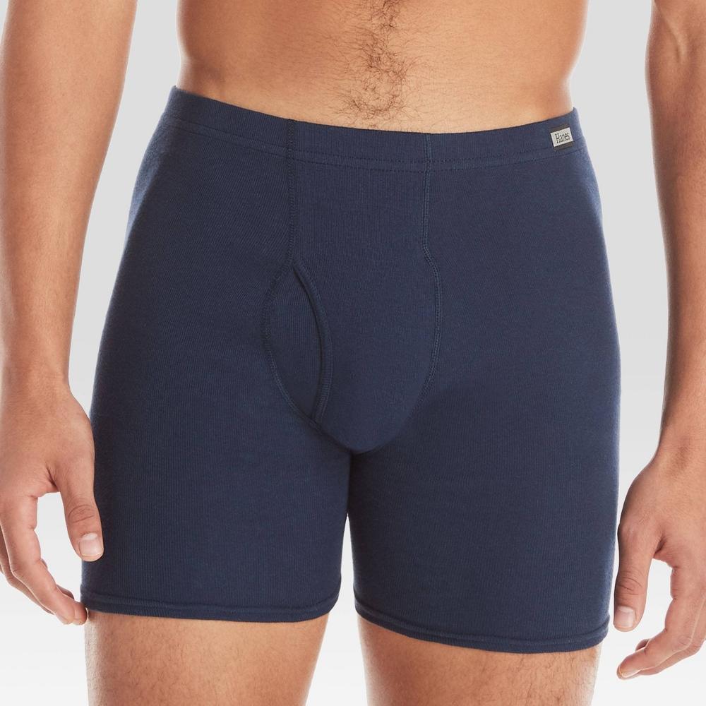 Hanes Men's ComfortSoft Waistband Moisture-Wicking Cotton Boxer Briefs 10pk - Blue L: Tagless, Breathable Fabric Product Image