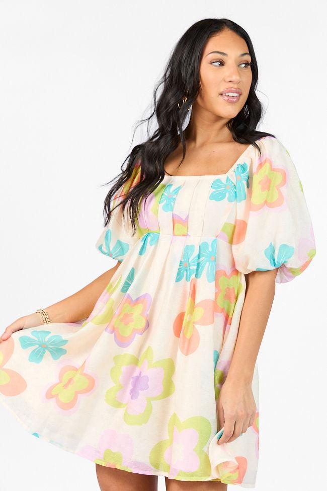 Eternal Blooms Cream Multi Floral Babydoll Dress Product Image