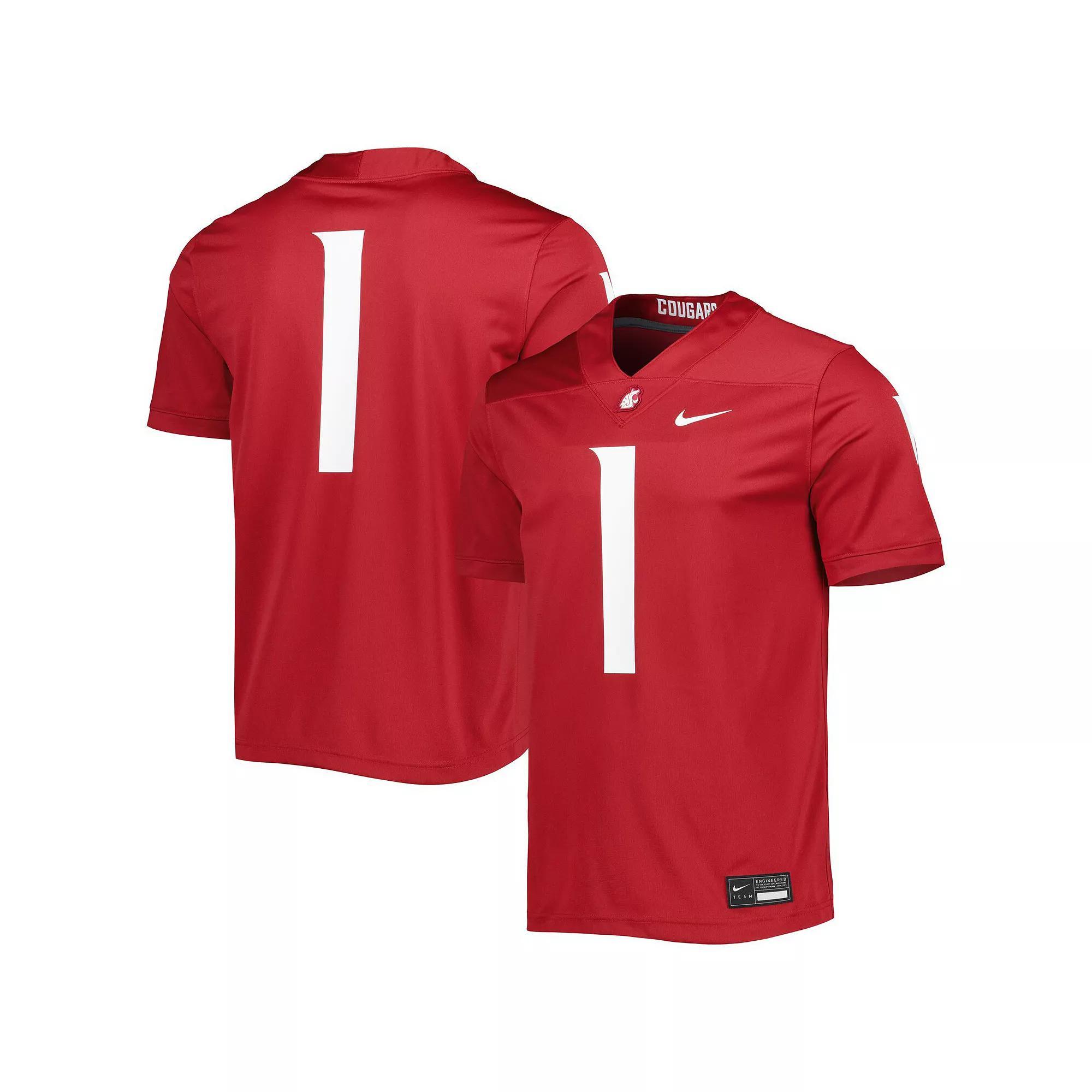 Men's Nike #1 Crimson Washington State Cougars Untouchable Football Jersey, Size: Medium, Wsc Red Product Image