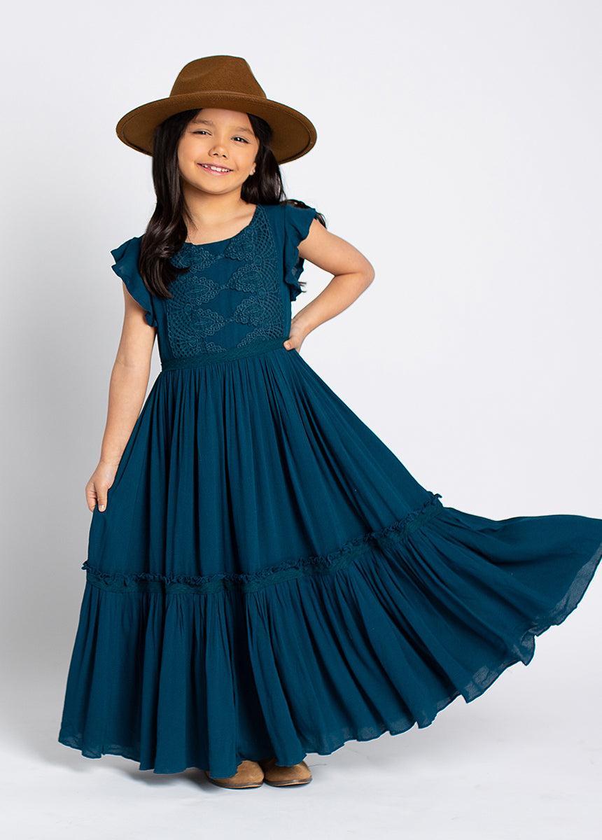 Viola Dress in Deep Ocean Girls Product Image