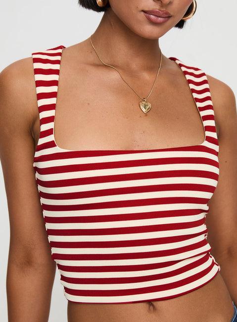 Back In Time Top Red Stripe Product Image