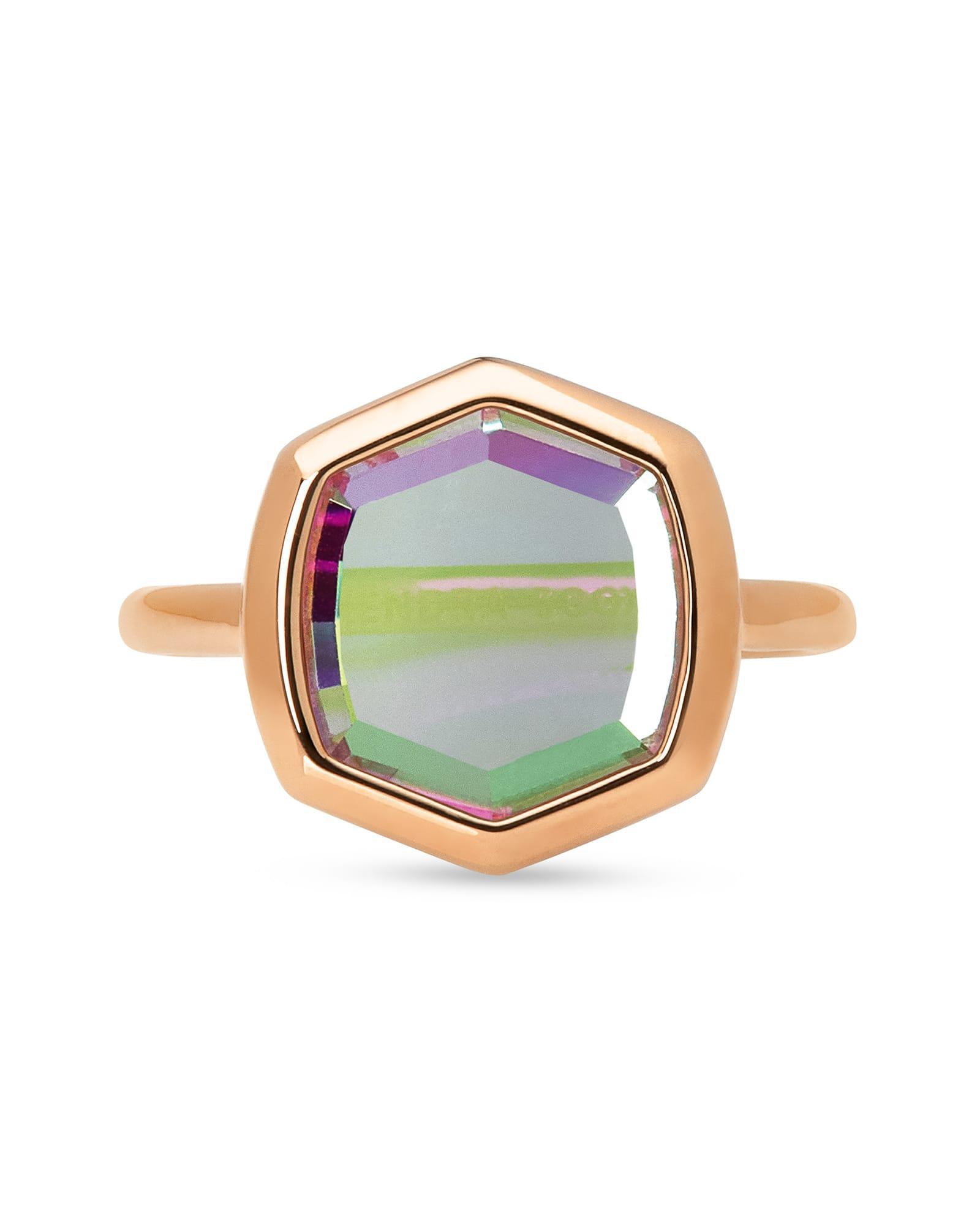Davis 18k Rose Gold Vermeil Cocktail Ring in Dichroic Glass Product Image