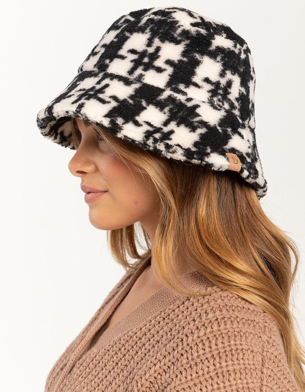 Plaid Sherpa Womens Bucket Hat - BLACK Product Image