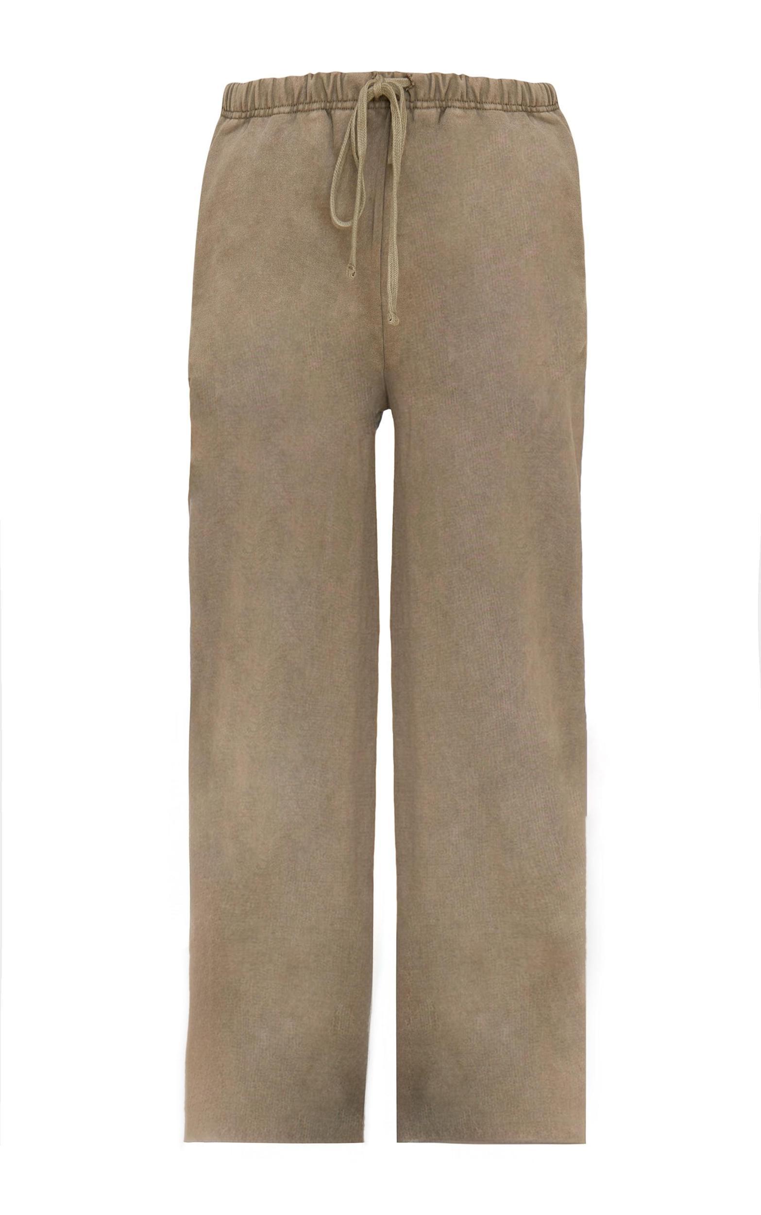 Khaki Washed Embossed Thin Waistband Wide Leg Sweatpants Product Image