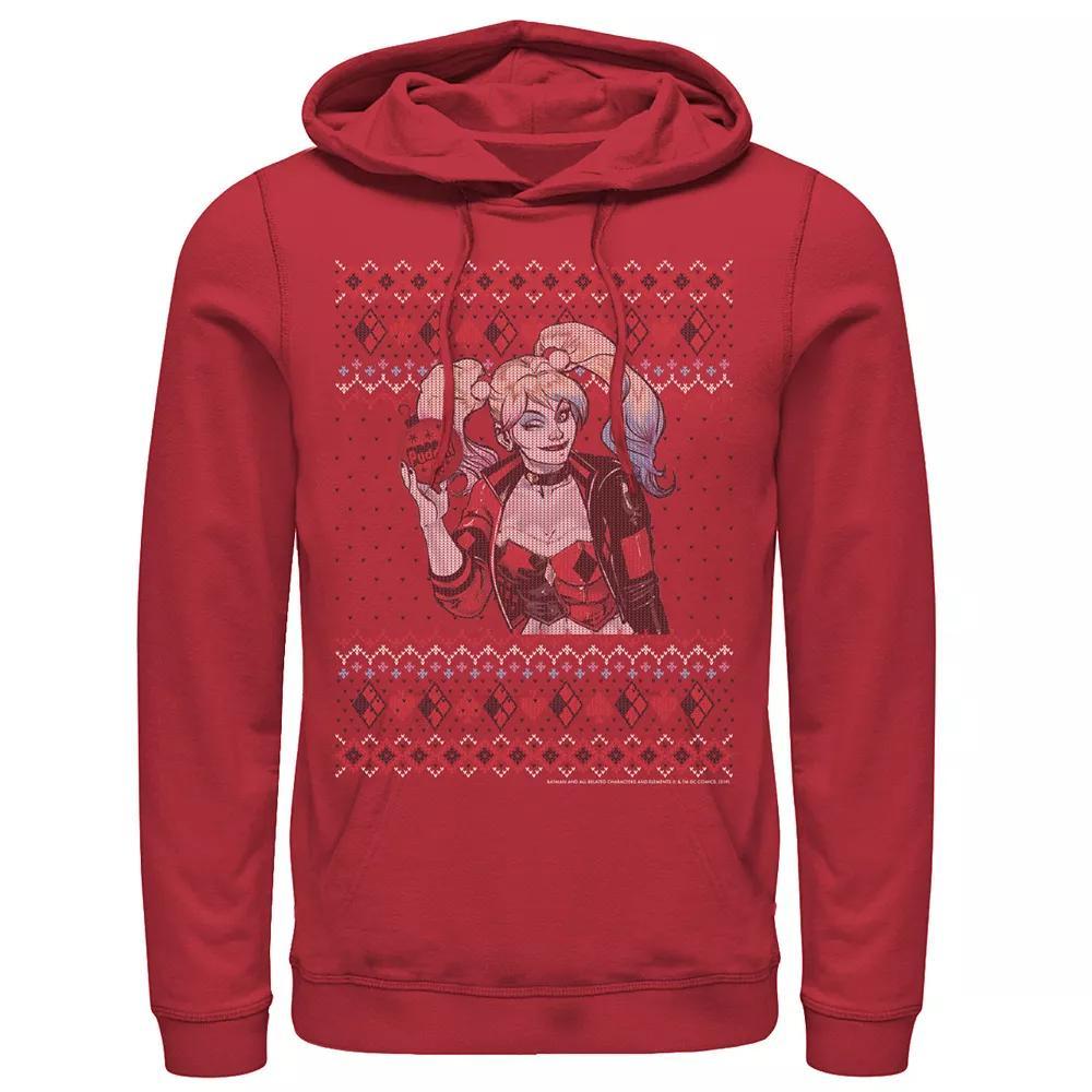 Men's Batman Harley Quinn Ornament Knit Style Hoodie, Size: XL, Royal Product Image
