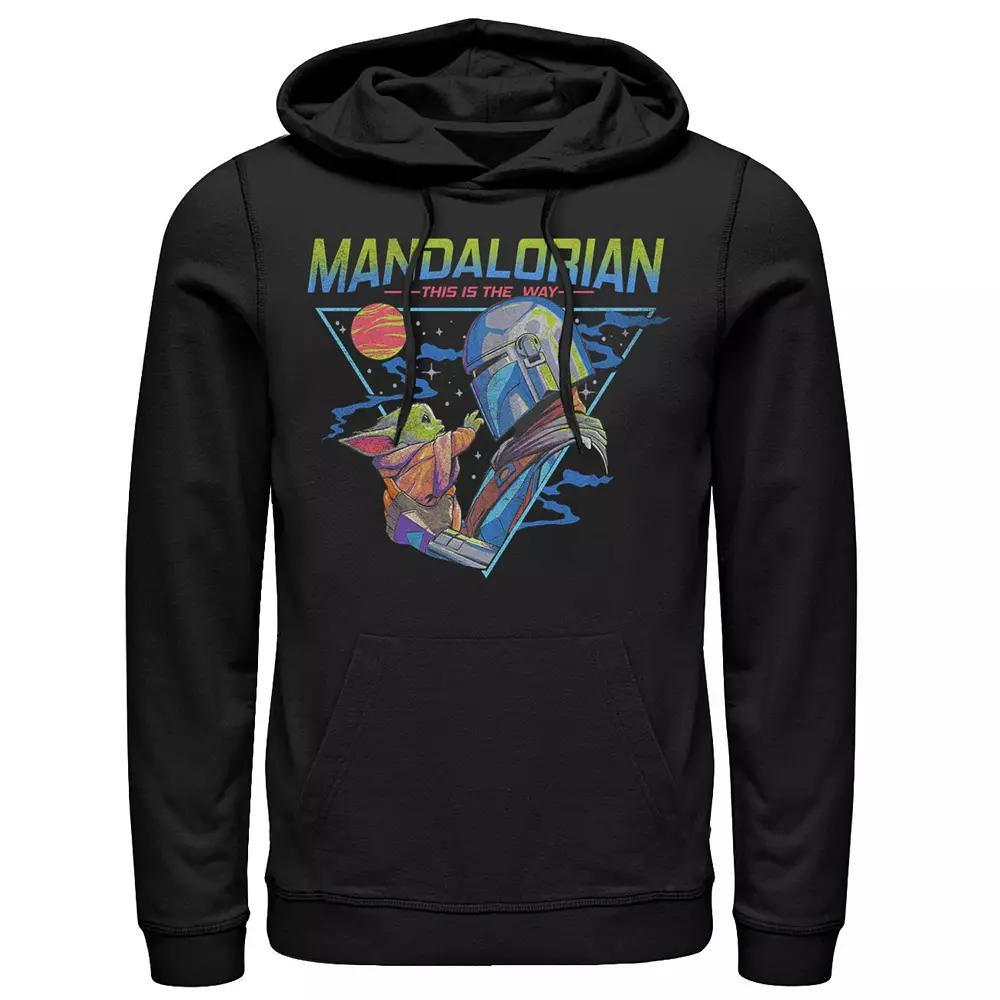 Men's Star Wars The Mandalorian The Child Triangle Galaxy Touch Graphic Hoodie, Size: XL, Black Product Image