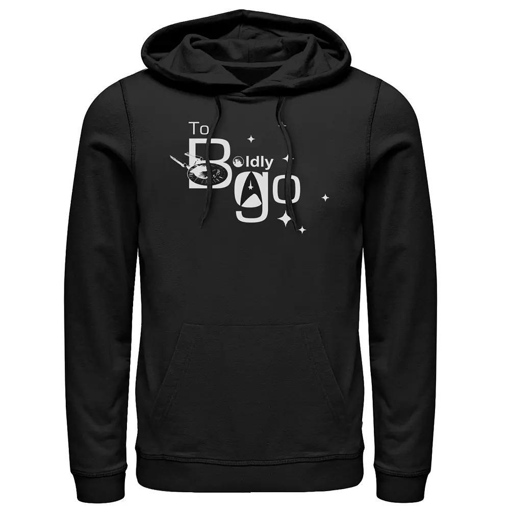Men's Star Trek The Original Series To Boldly Go Text Poster Hoodie, Size: Small, Black Product Image