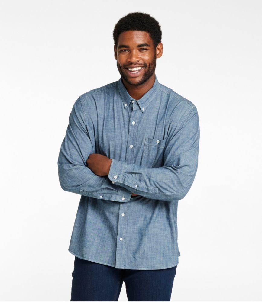 
                            Men's Comfort Stretch® Chambray Shirt, Long-Sleeve, Slightly Fitted Untucked Fit
                         Product Image