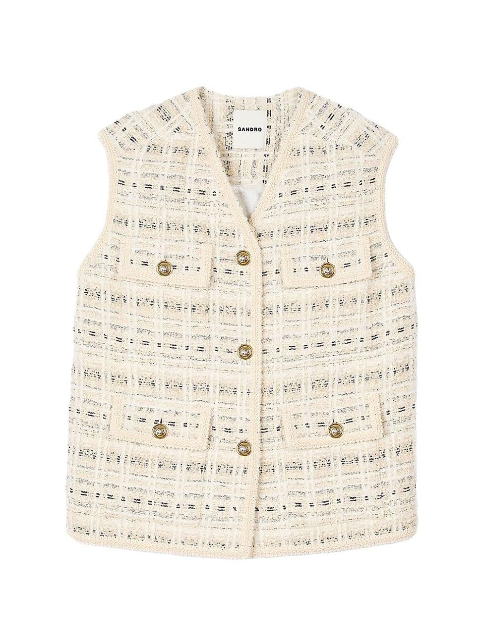 Womens Sleeveless Tweed Jacket Product Image