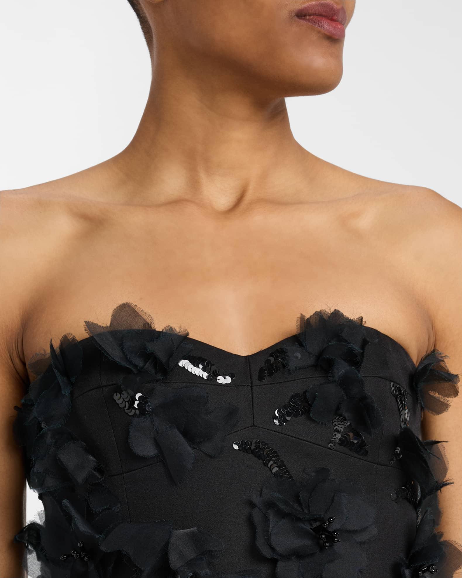 Floral Hand Embellished Strapless Sheath Dress Product Image