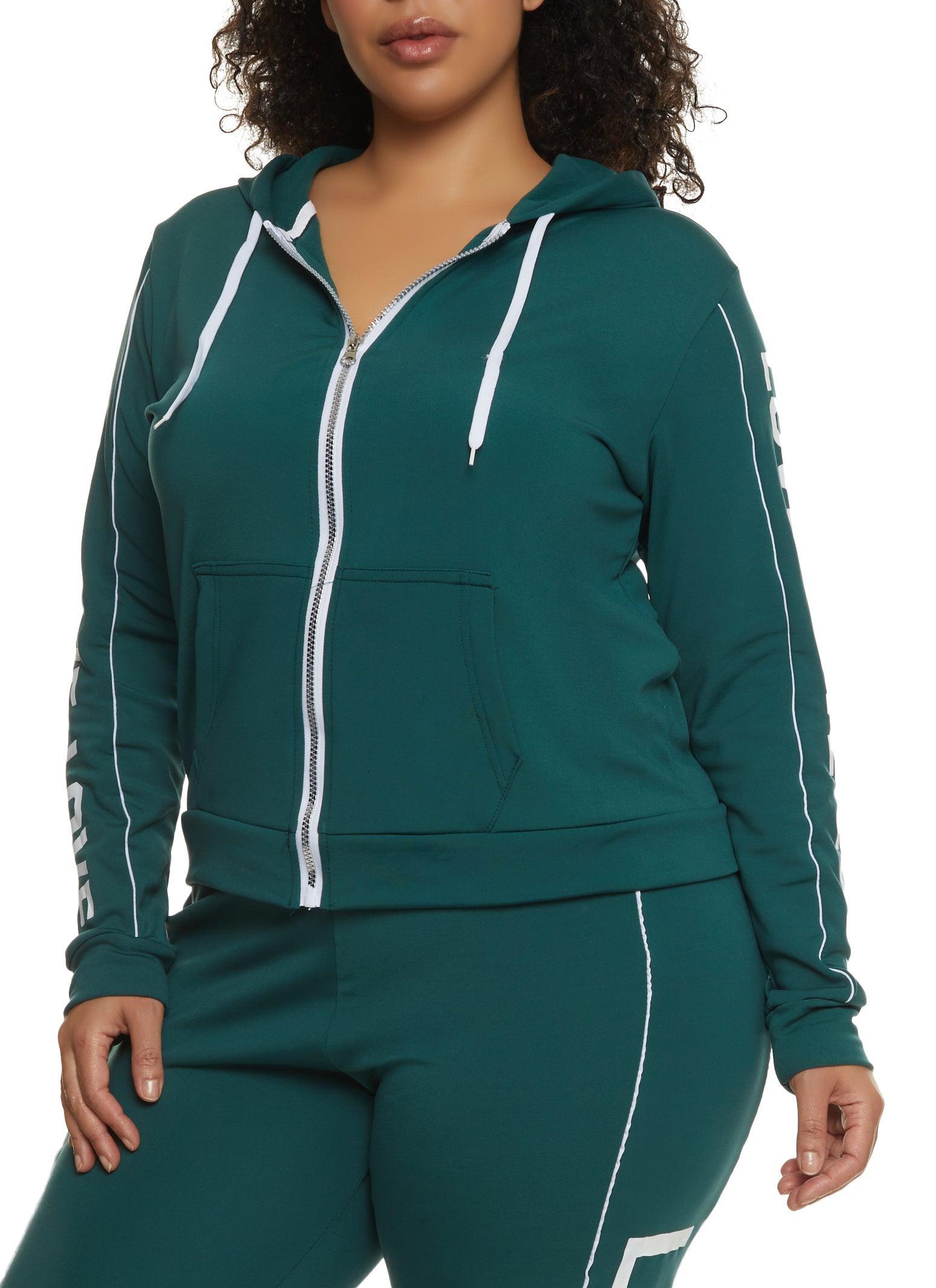 Womens Plus Size Love Side Graphic Zip Front Hoodie Product Image