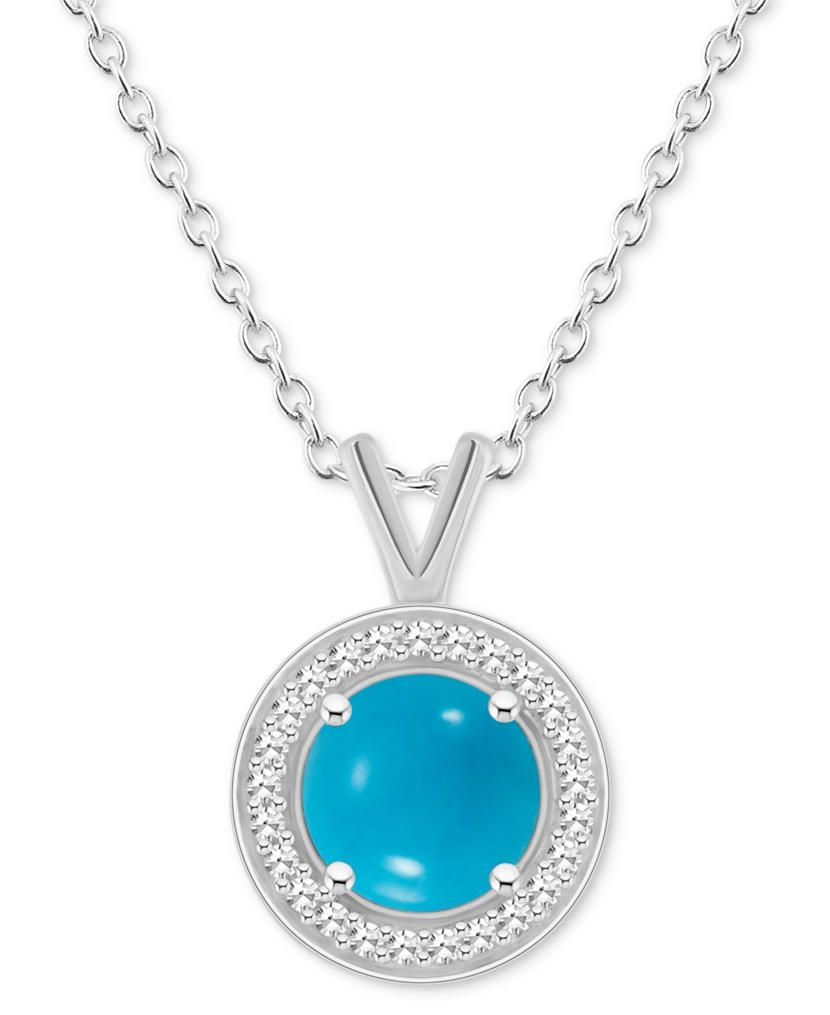 Celebration Gems Sterling Silver Round Gemstone & 1/8 Carat T.W. Diamond Halo Pendant Necklace, Women's, Size: 18", Black Product Image