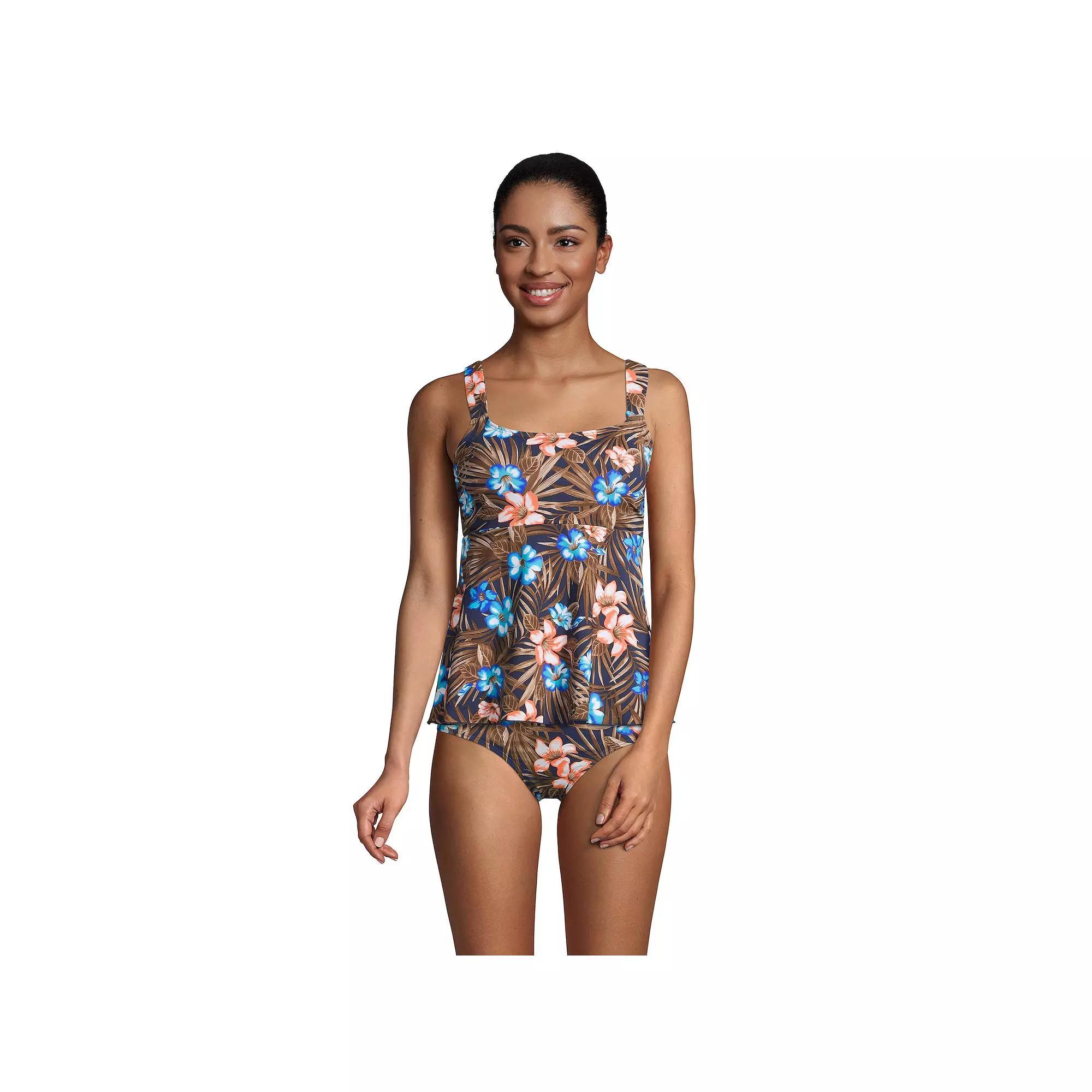 Women's Lands' End Flutter Empire UPF 50 Tankini Swimsuit Top, Size: XS, Blue Ditsy Floral Product Image