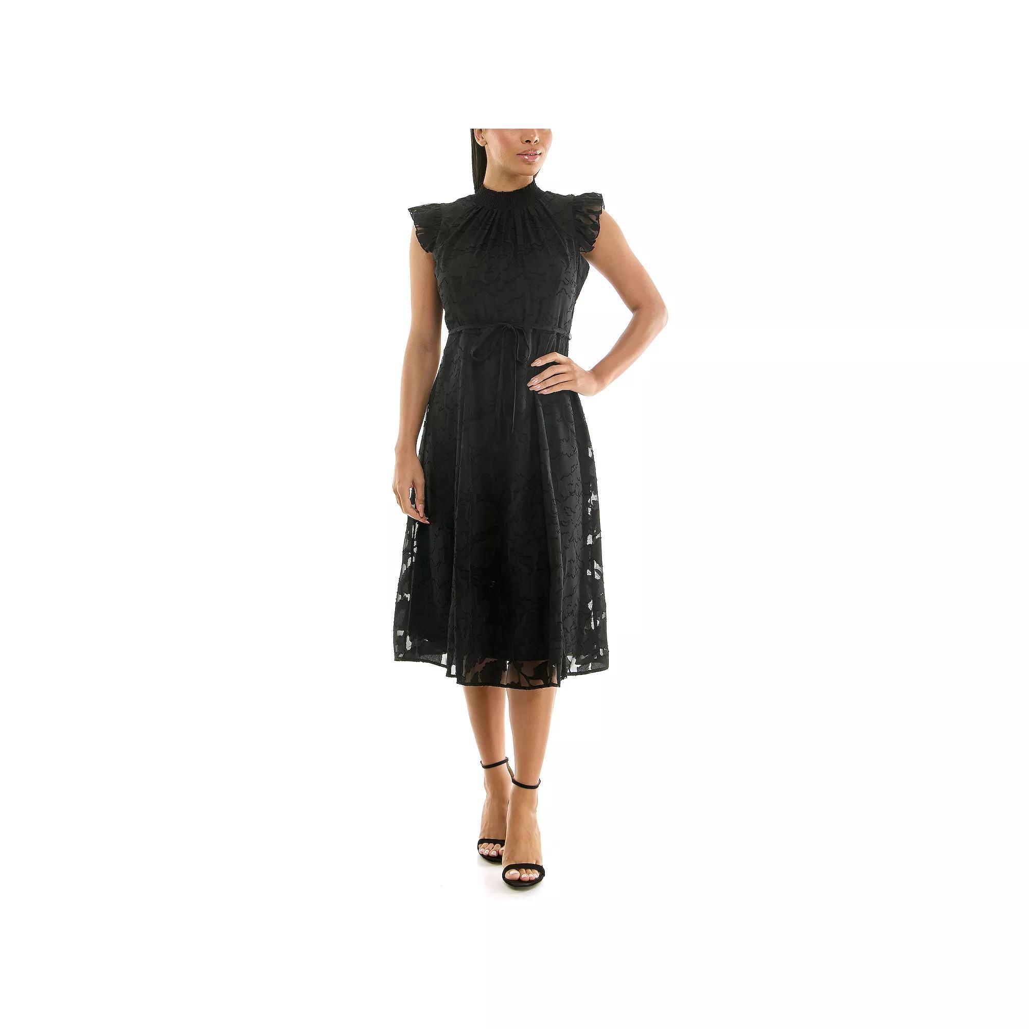 Women's Nina Leonard Mockneck Chiffon Dress, Size: Small, Green Product Image