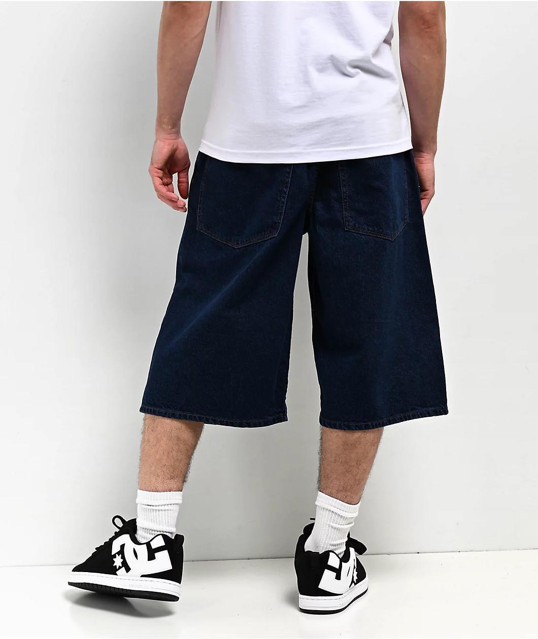 Empyre Ultra Wide Dark Blue Skate Jean Shorts Product Image