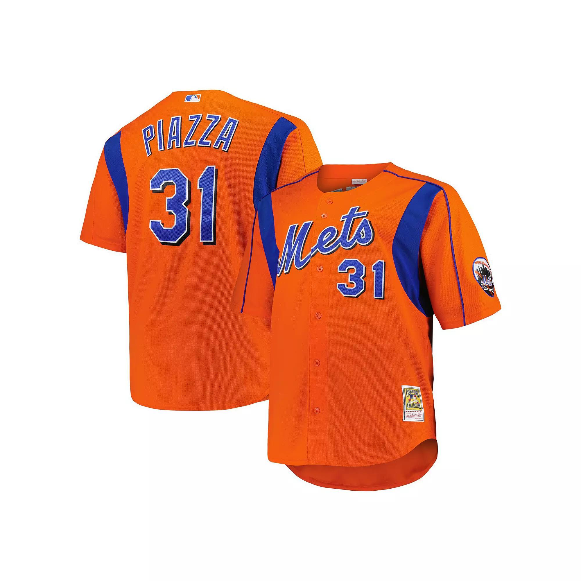 Men's Mitchell & Ness Mike Piazza Orange New York Mets Big & Tall Cooperstown Collection Mesh Batting Practice Jersey, Size: 5XB Product Image