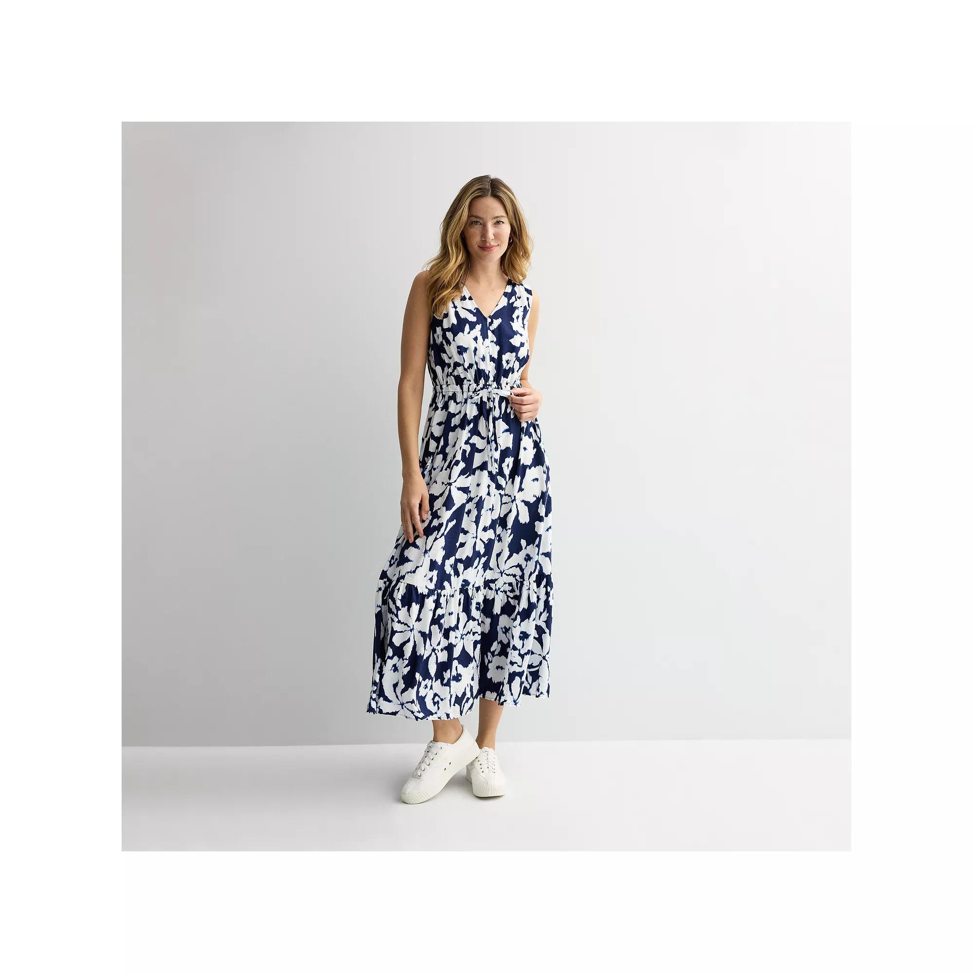 Petite Sonoma Goods For Life® Femme Button Bodice Maxi Dress, Women's, Size: Large Petite, Blue Abstract Floral Product Image