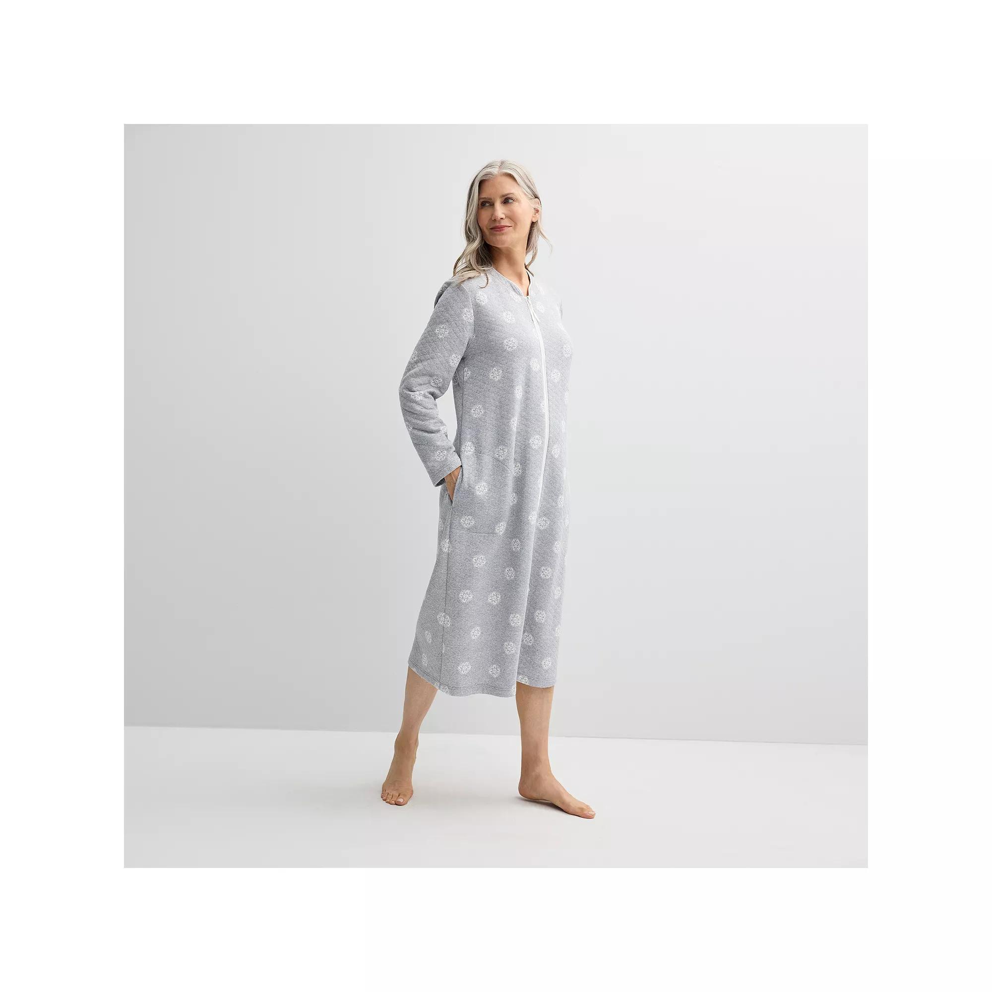 Women's Croft & Barrow® Quilted Zip Long Robe, Size: Large, Coziest Geo Product Image