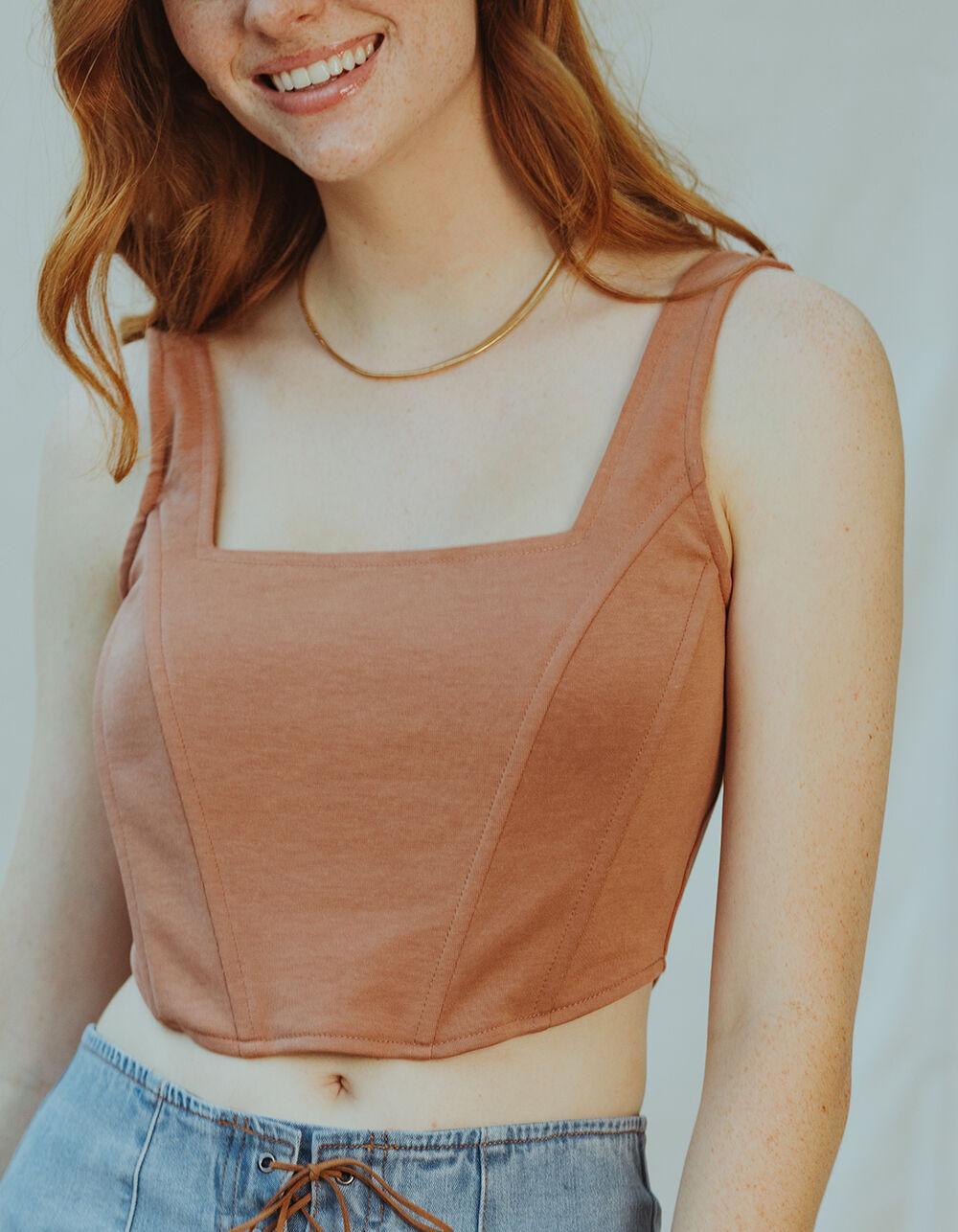 WEST OF MELROSE Womens Bustier Tank Top - BROWN Product Image