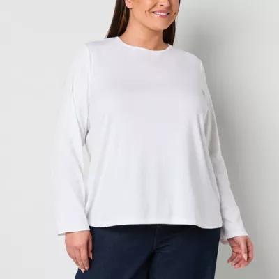 Liz Claiborne Womens Plus Crew Neck Long Sleeve T-Shirt Product Image
