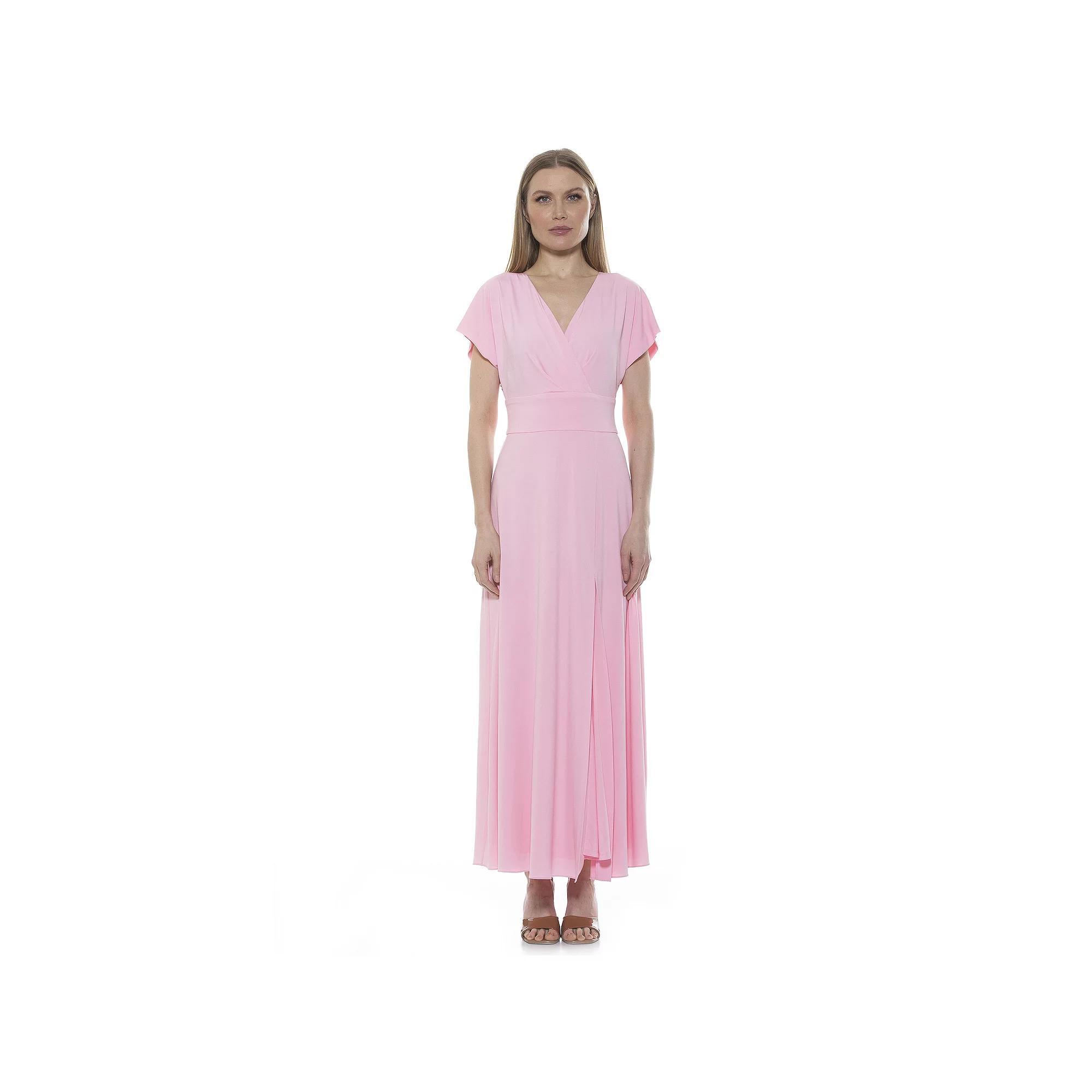 Women's ALEXIA ADMOR Brielle Surplice Maxi Dress, Size: XS, Brown Team Product Image