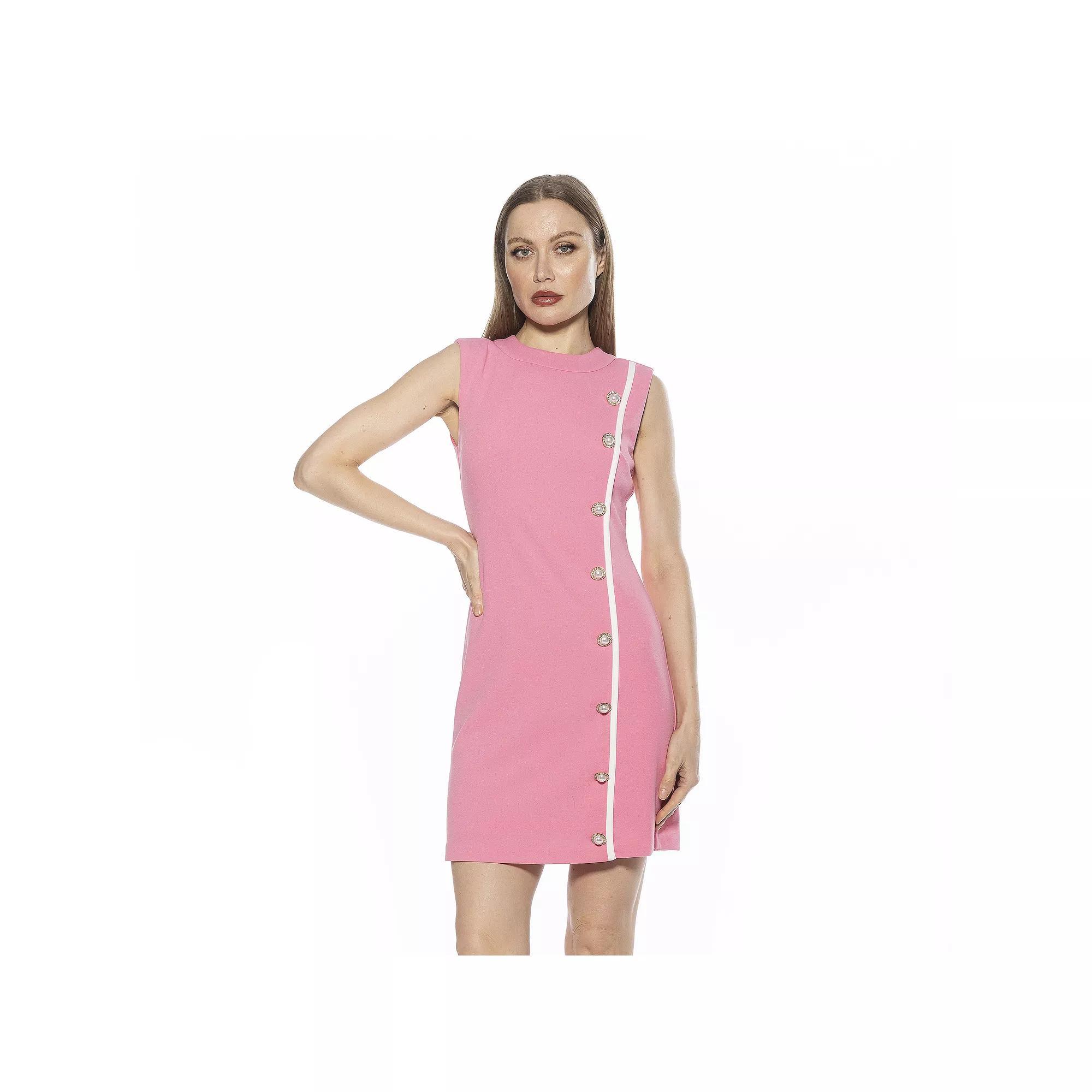 Women's ALEXIA ADMOR Armani Button Down Sleeveless Shift Dress, Size: XL, Green Product Image