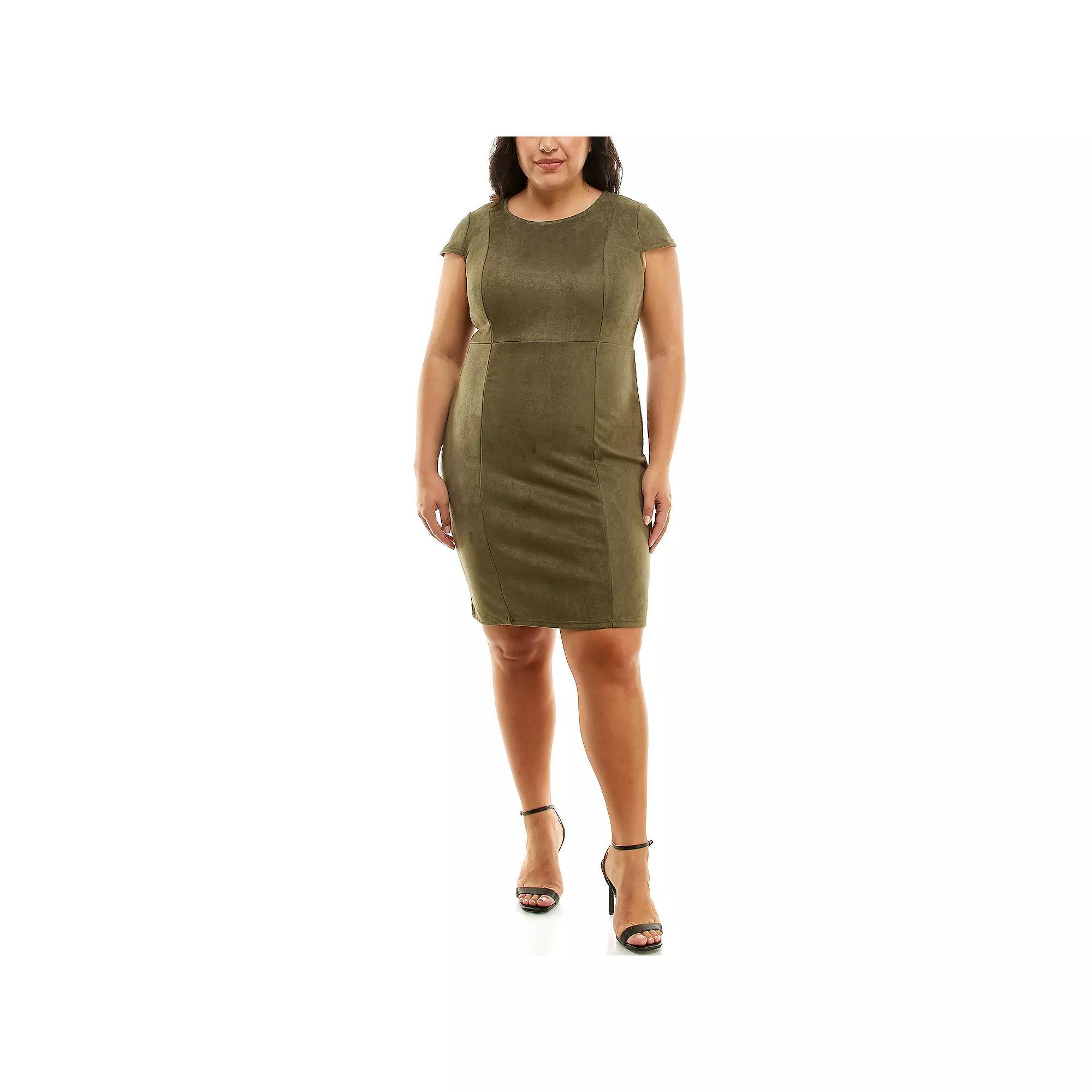 Women's Nina Leonard Jewelneck Cap Sleeve Dress, Size: Medium, Dark Green Product Image