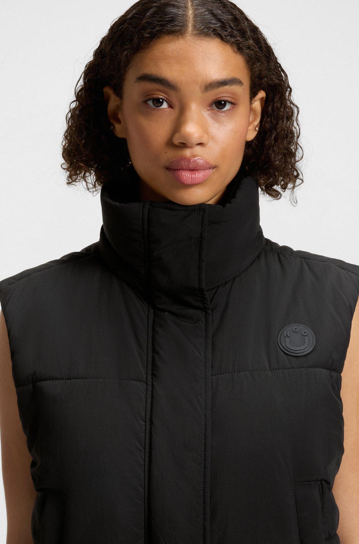 HUGO - Water-repellent gilet with silicone HUGO badge - Black Product Image