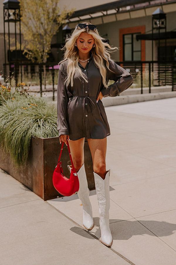Runway Revelry Romper in Charcoal Product Image