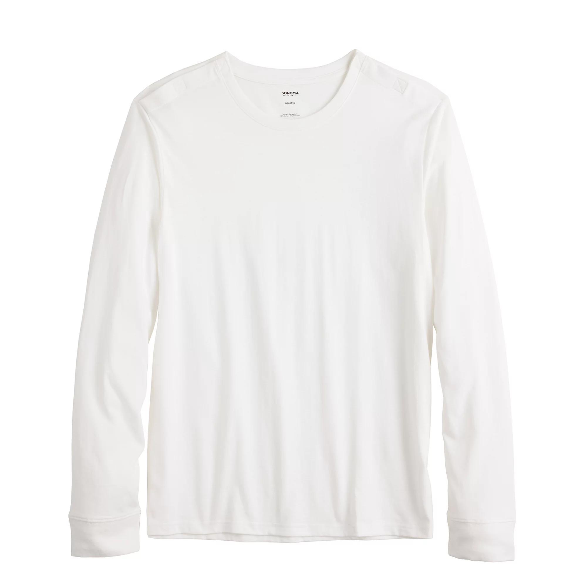 Men's Adaptive Sonoma Goods For Life® Easy Dressing Long Sleeve Crew Tee, Size: XL, White Product Image