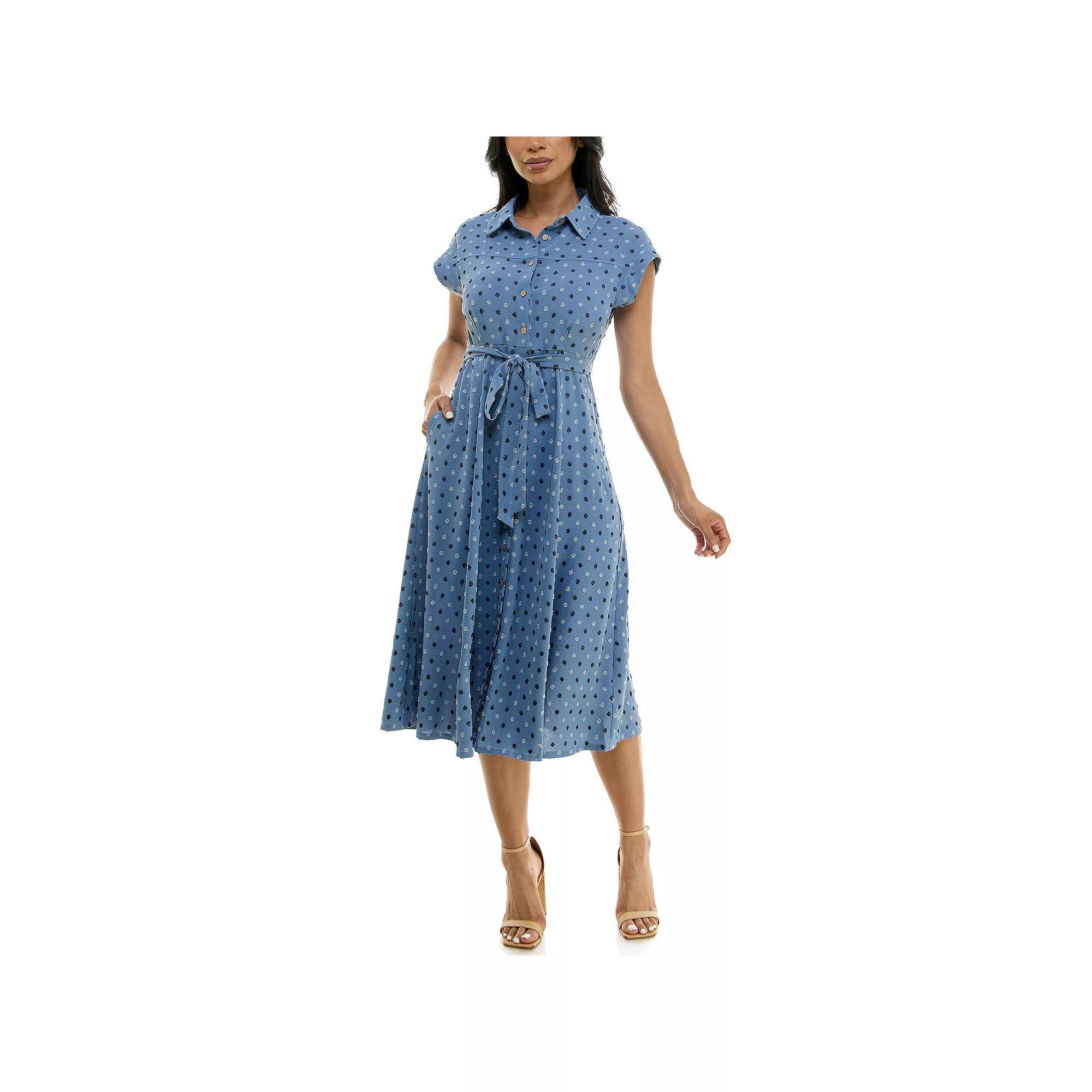 Women's Nina Leonard Collared Button Front Shirt Dress, Size: Small, Camel Team Product Image
