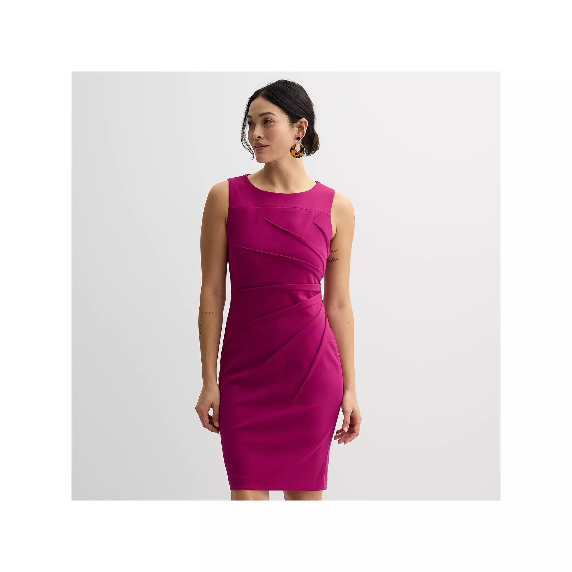 Women's Andrew Marc Sleeveless Ruched Sheath Dress, Size: 6, Ivory Product Image
