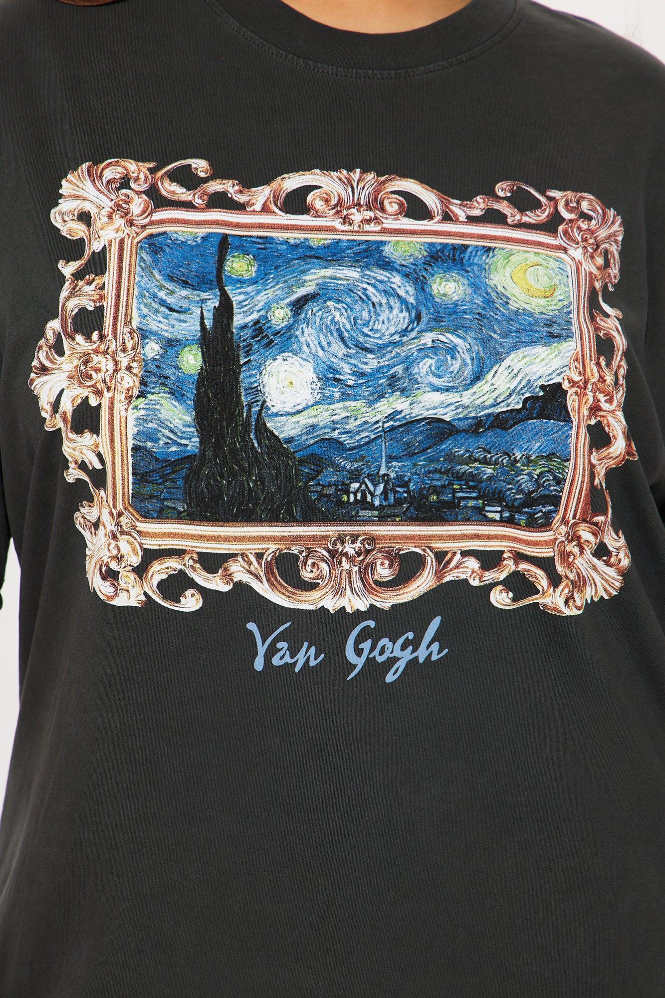 Van Gogh Starry Night Washed Tee - Black Wash Product Image