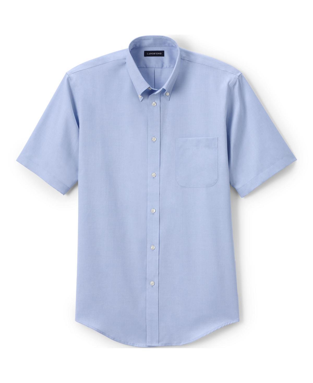 Men's Lands' End School Uniform Short Sleeve No-Iron Pinpoint Dress Shirt, Size: XL, White Product Image