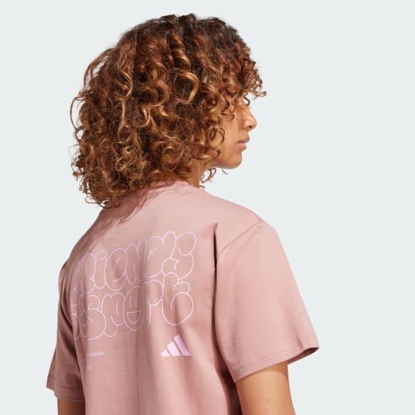 adidas Lounge Verbiage Graphic Tee Wonder Silver 2XL Womens Product Image