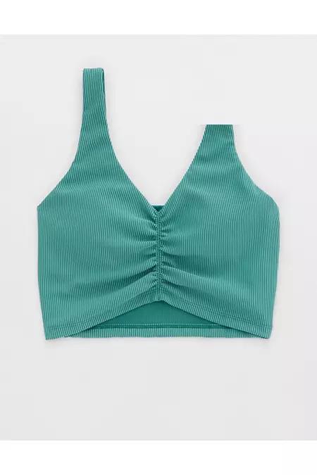 OFFLINE By Aerie Stripe Rib Ruched Low Key Sports Bra Women's Product Image