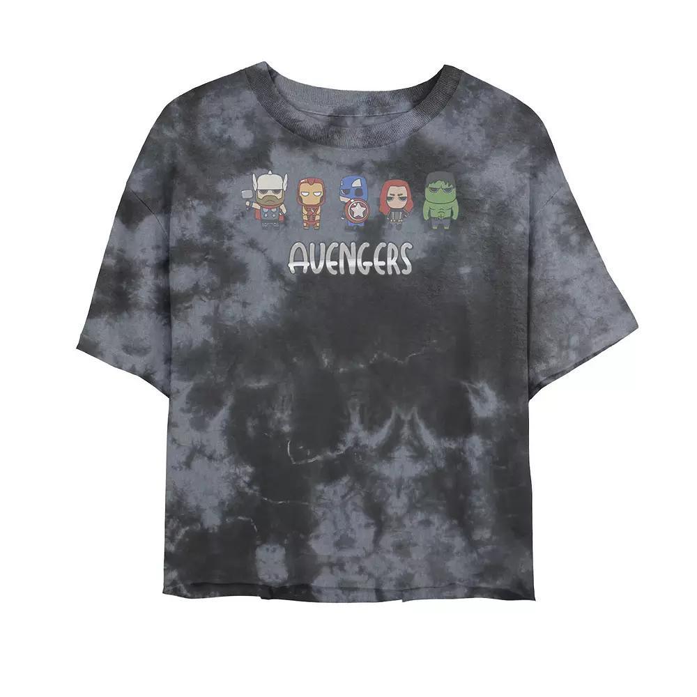 Juniors Marvel Avengers Doodle Group Shot Tee, Girls Black Grey Product Image