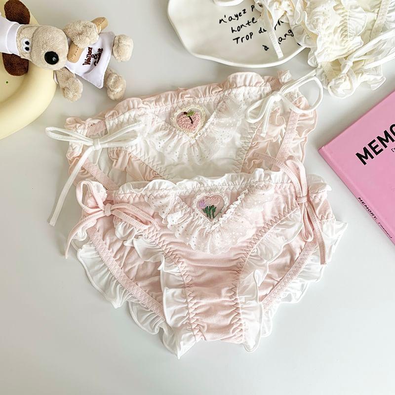 Frill Trim Embroidered Panty Product Image