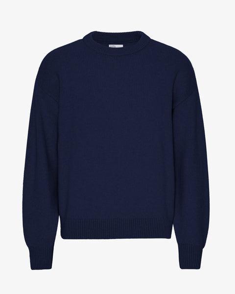 Oversized Merino Wool Crew - Marine Blue Product Image