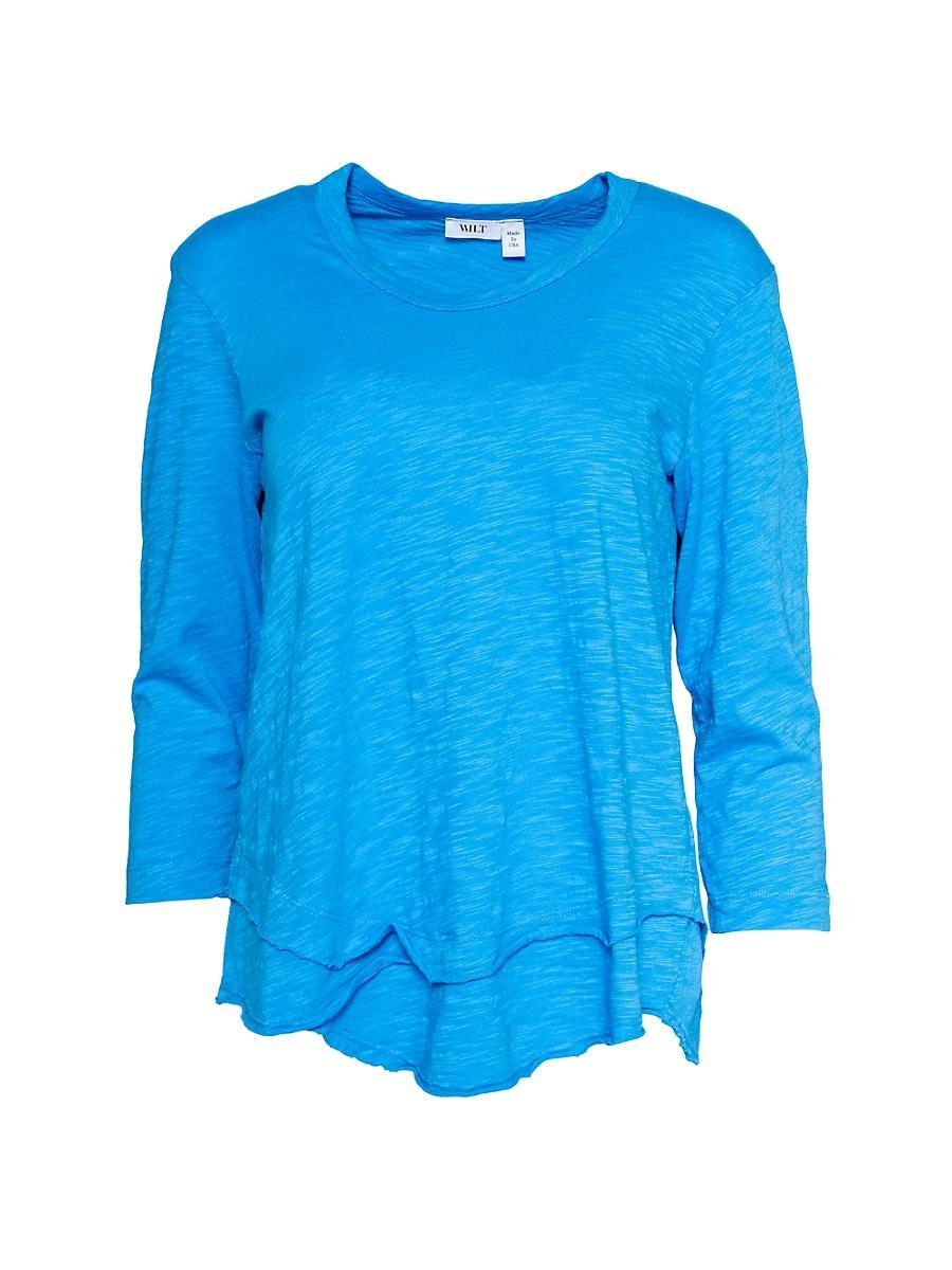 Womens Shrunken Crew 3/4 Sleeve Mock Layer Tee Product Image