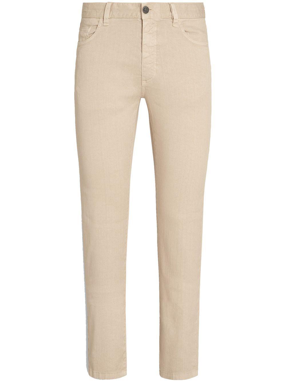 ZEGNA Jean Roccia En Lin Et Coton Extensible Beige Clair In Light Beige Product Image