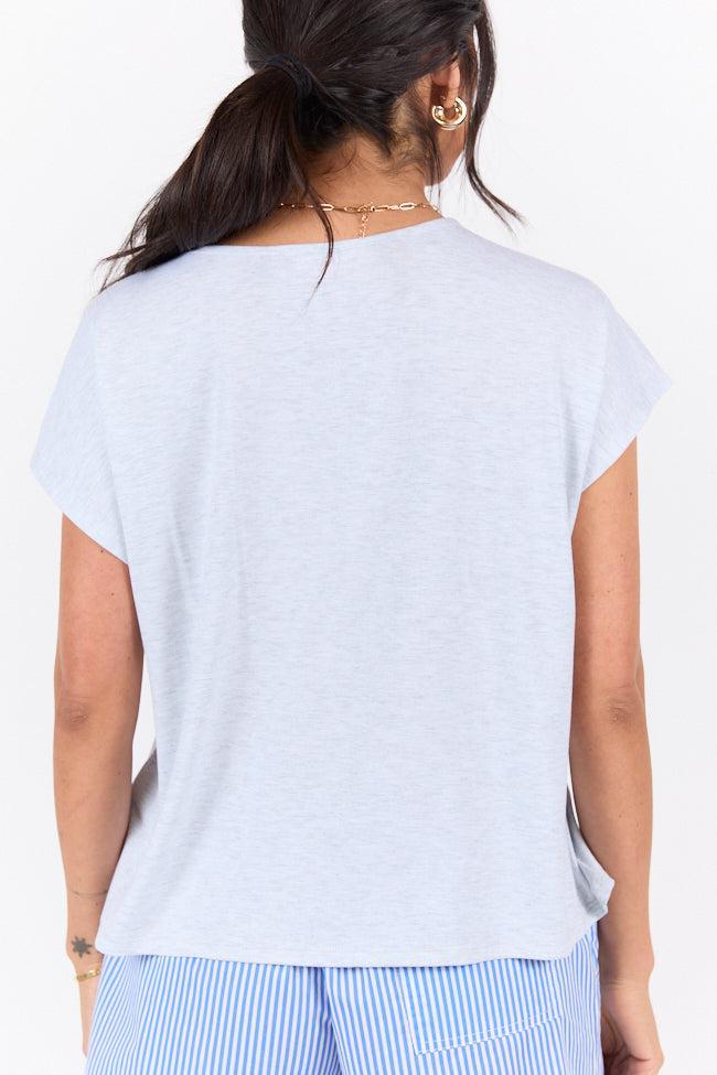 Let's Go Grey Notched Neck Knit Tee SALE Product Image