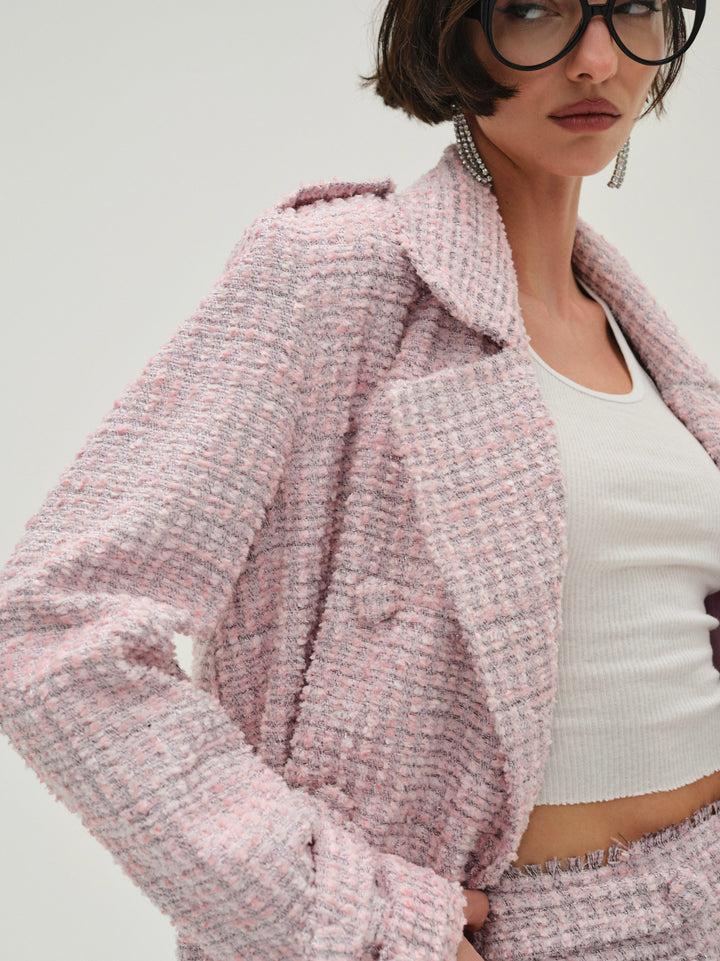 Strawberry Cream Tweed Coat — Pink Product Image