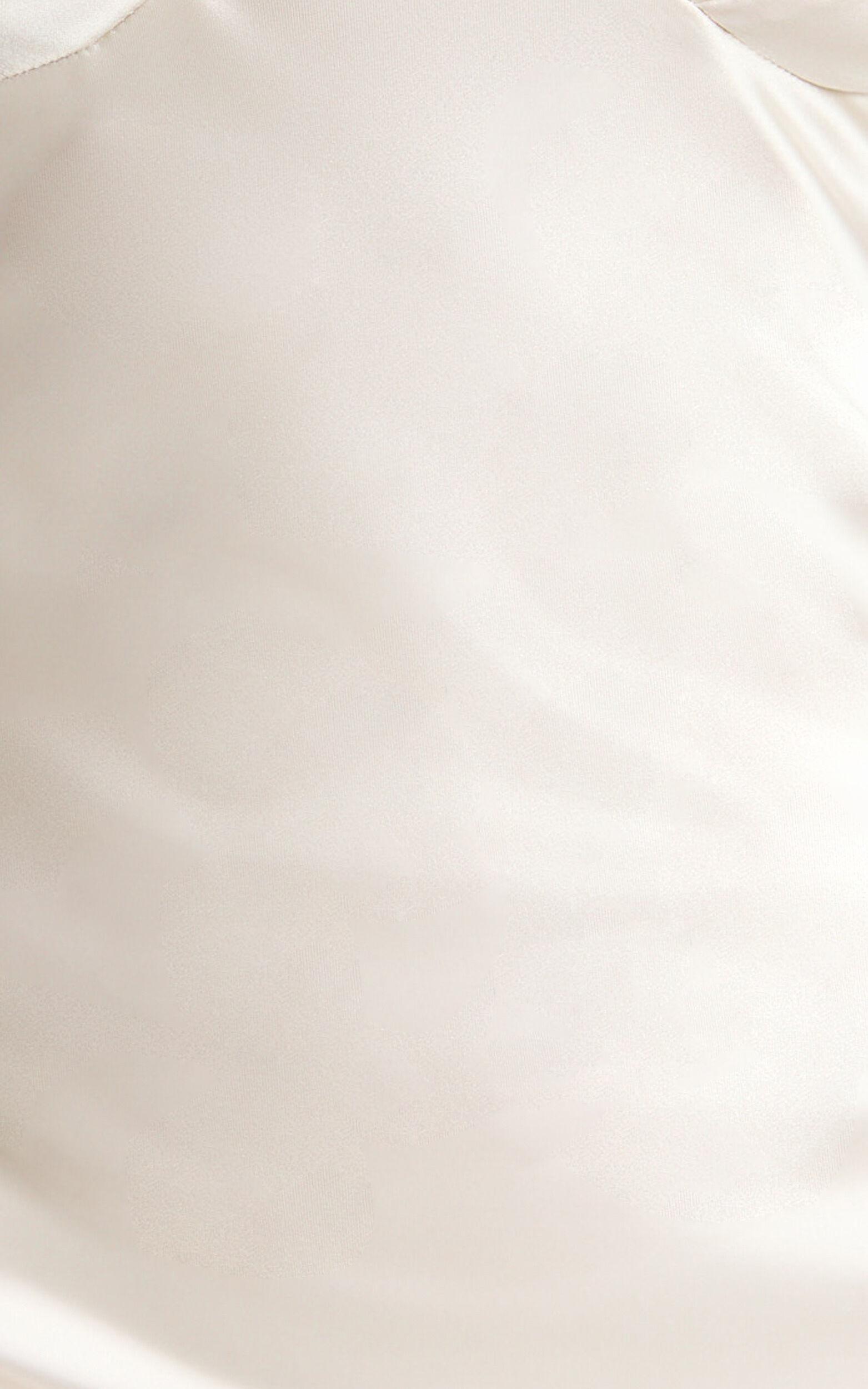 Chona Maxi Dress - Backless V Neck Slip Dress in White/Pink Product Image