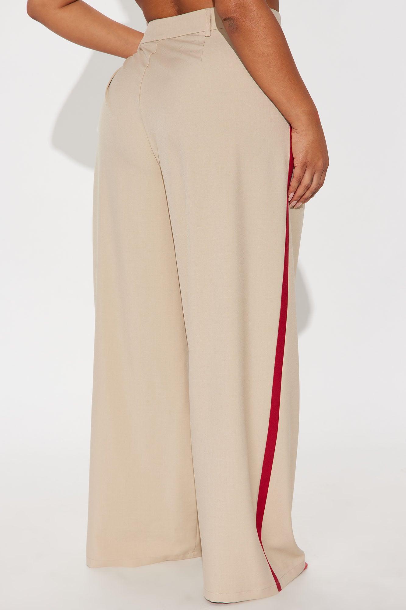 Dylan Wide Leg Trouser Pants - Taupe/combo Product Image
