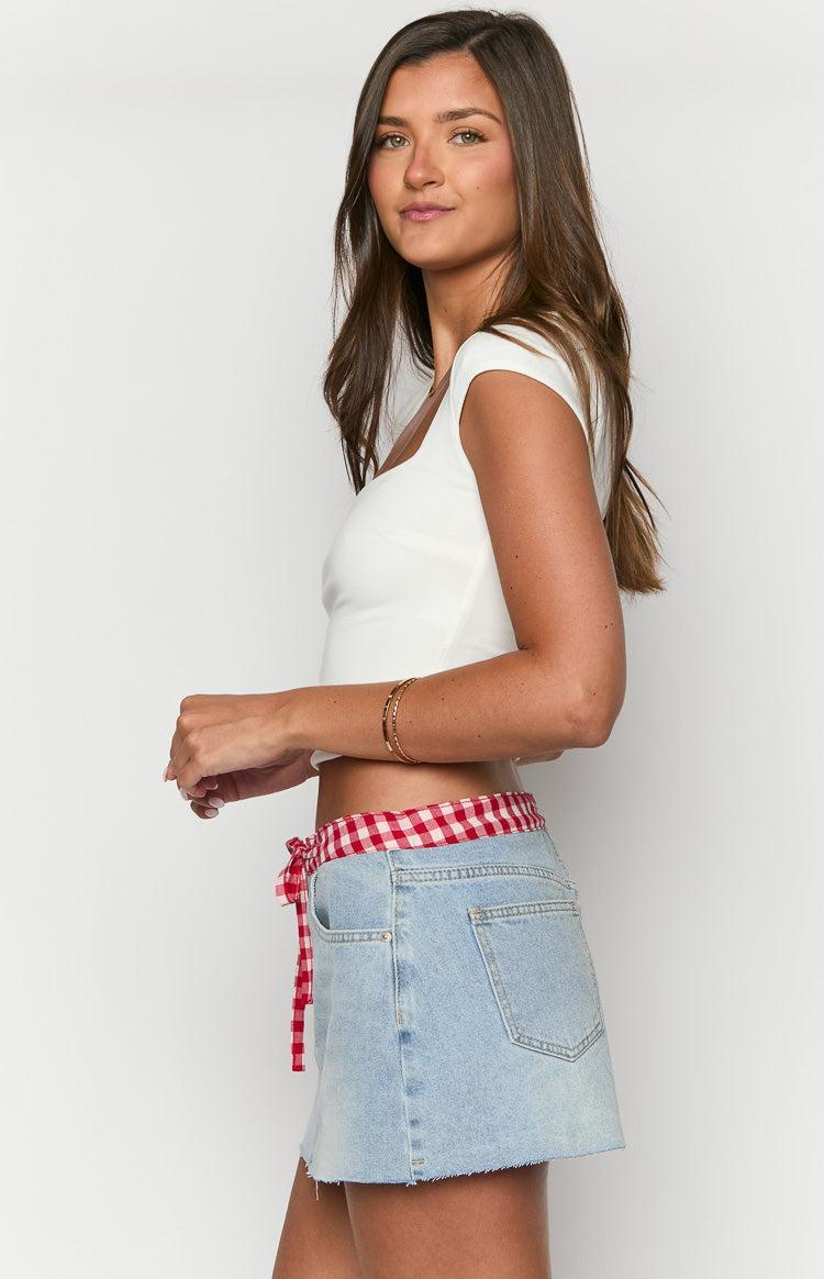 Sadie Denim Low Rise Mini Skirt Product Image