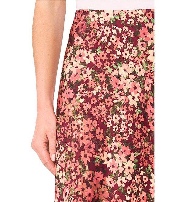 CeCe Woven Floral Print Midi A-Line Skirt Product Image