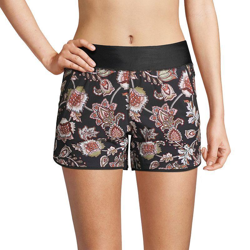Petite Lands' End 5" Quick Dry Elastic Waist Board Shorts Swim Cover-up, Women's, Size: 12 Petite, Deep  Blue Product Image